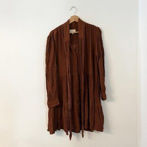 Sézane Helena Dress | Long-Sleeved Pussybow Rust Dress | Size EU 44 / US 12